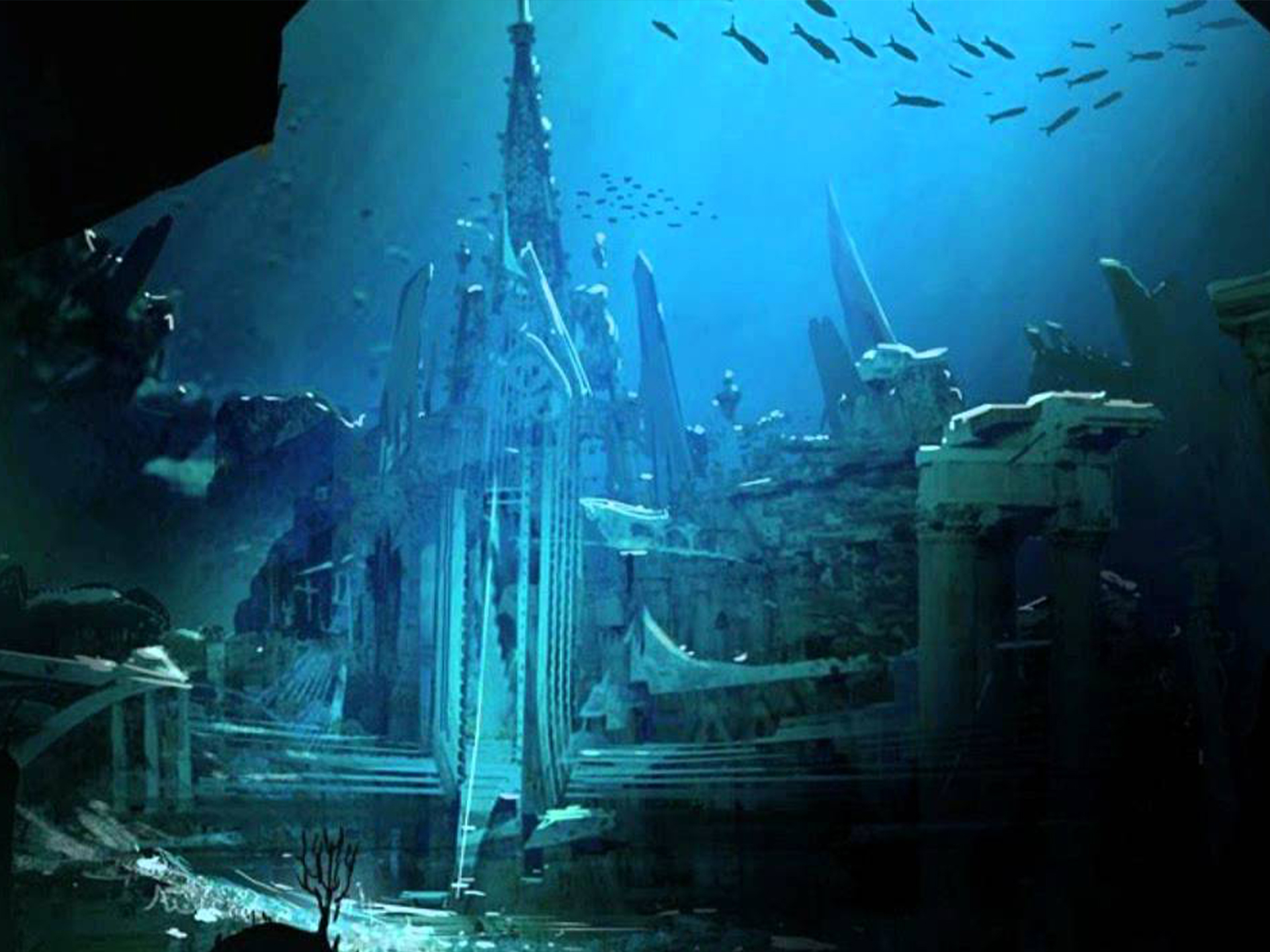 Затопленный город под водой