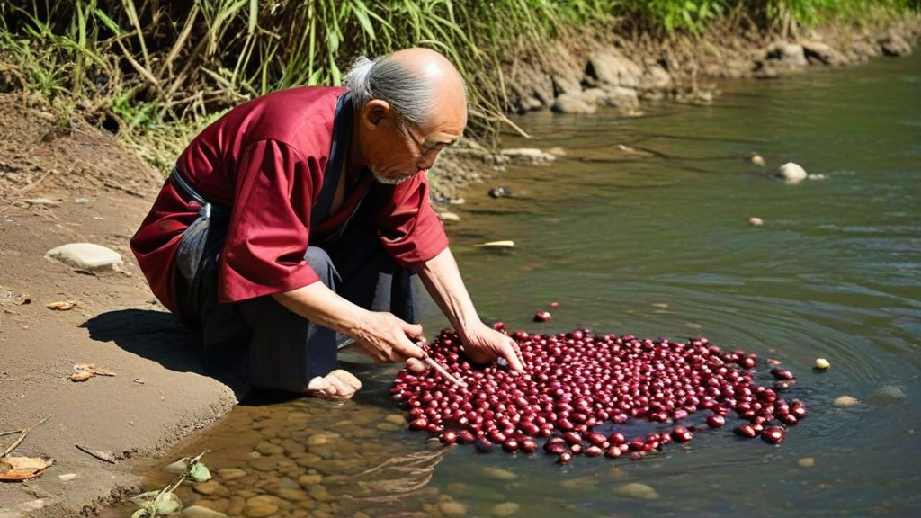 Адзуки-арай — ёкай, промывающий в реке красную фасоль-адзуки из японской мифалогии